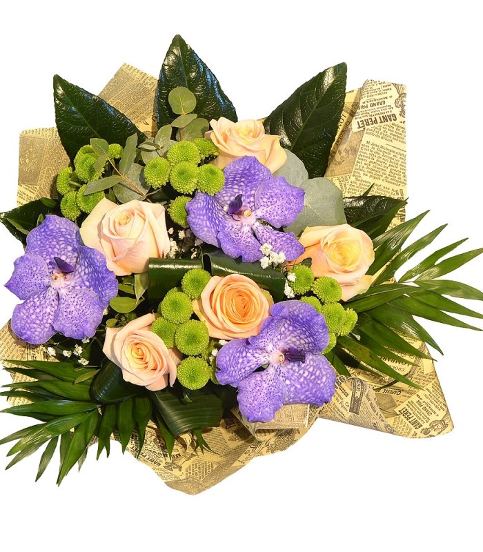 Buchet mixt trandafiri si orhidee