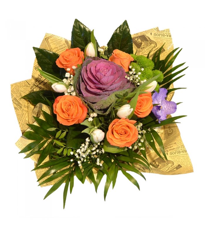 Buchet mixt trandafir si lalele