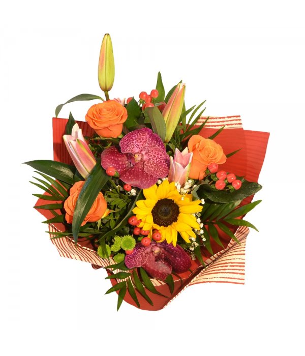 Buchet mixt crin si floare soarelui 