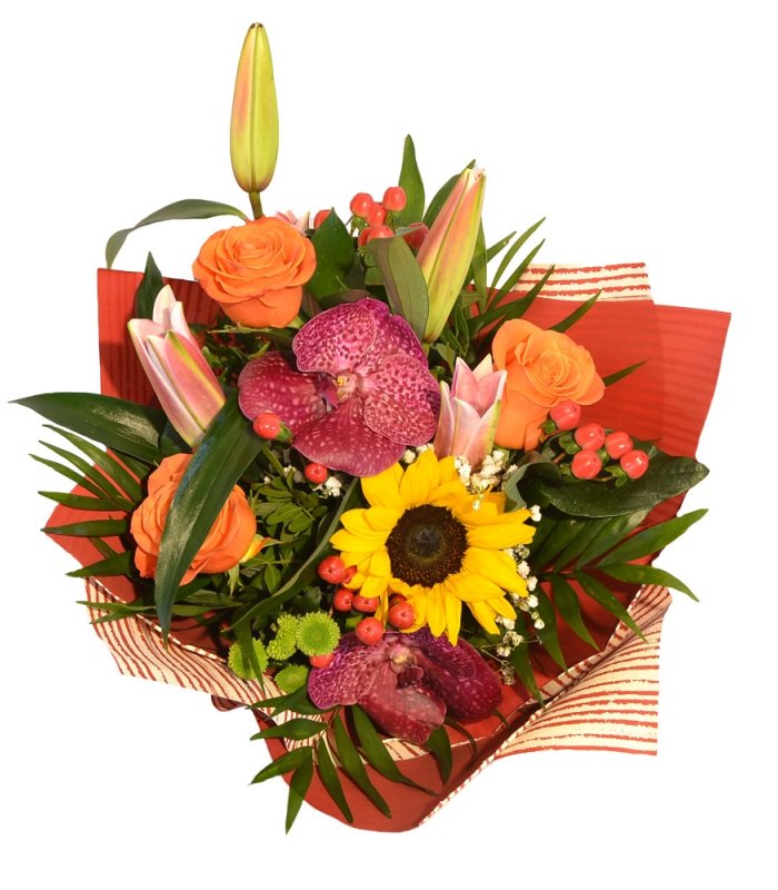 Buchet mixt crin si floare soarelui 