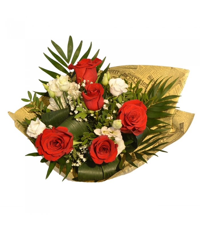 Buchet mixt trandafiri tross si trandafiri rosii