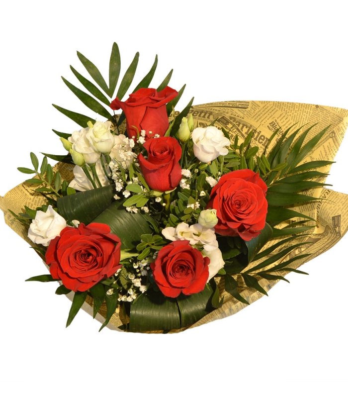 Buchet mixt trandafiri tross si trandafiri rosii