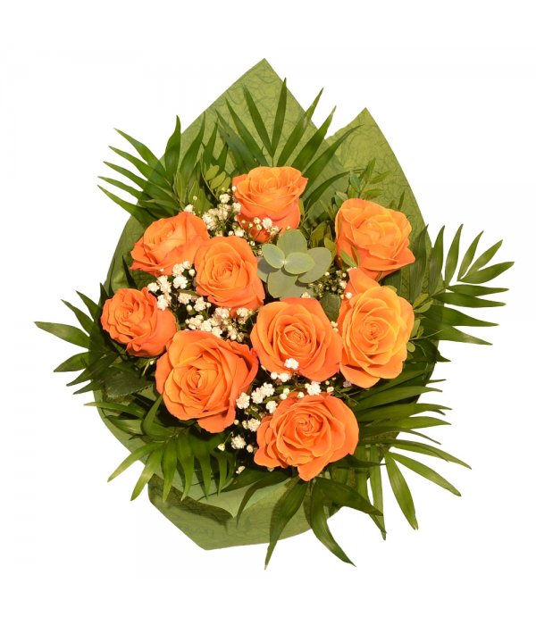 Buchet trandafiri 9 fire portocalii