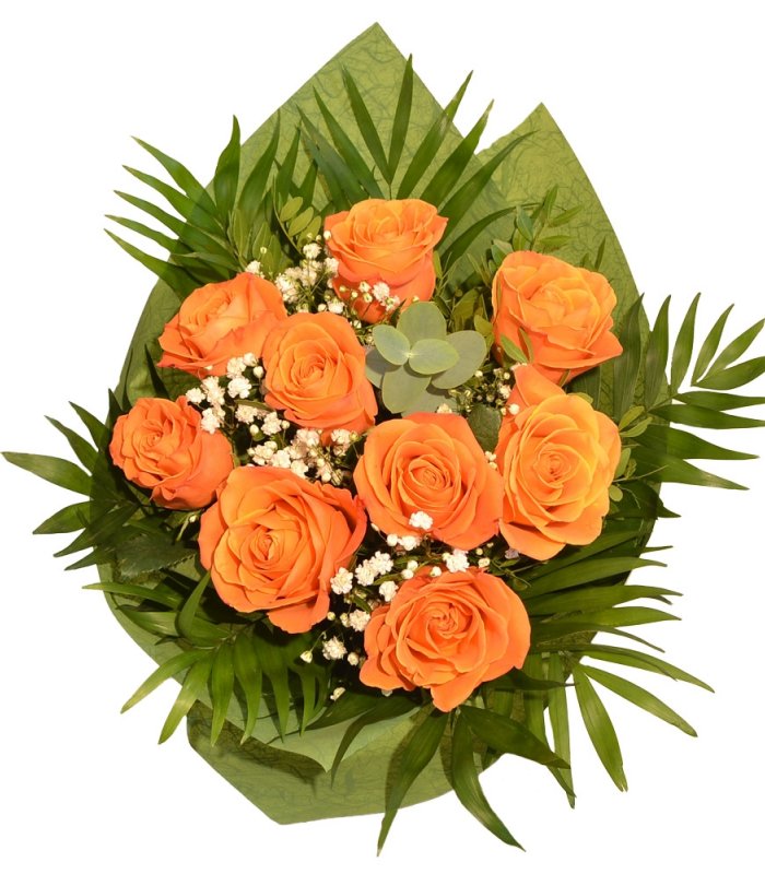 Buchet trandafiri 9 fire portocalii