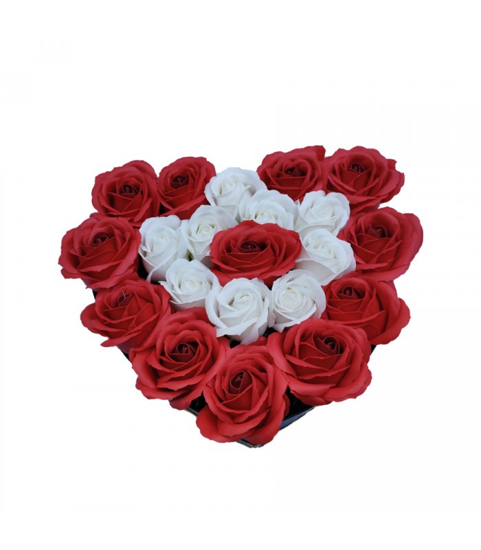 Cutie cu trandafiri rosu de sapun 